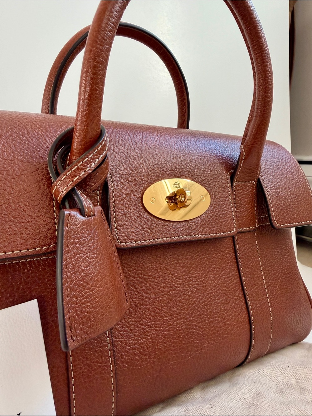 Mulberry Classic Oak Brown NVT Leather Small Bayswater Satchel Crossbody Bag - Picture 3 of 15
